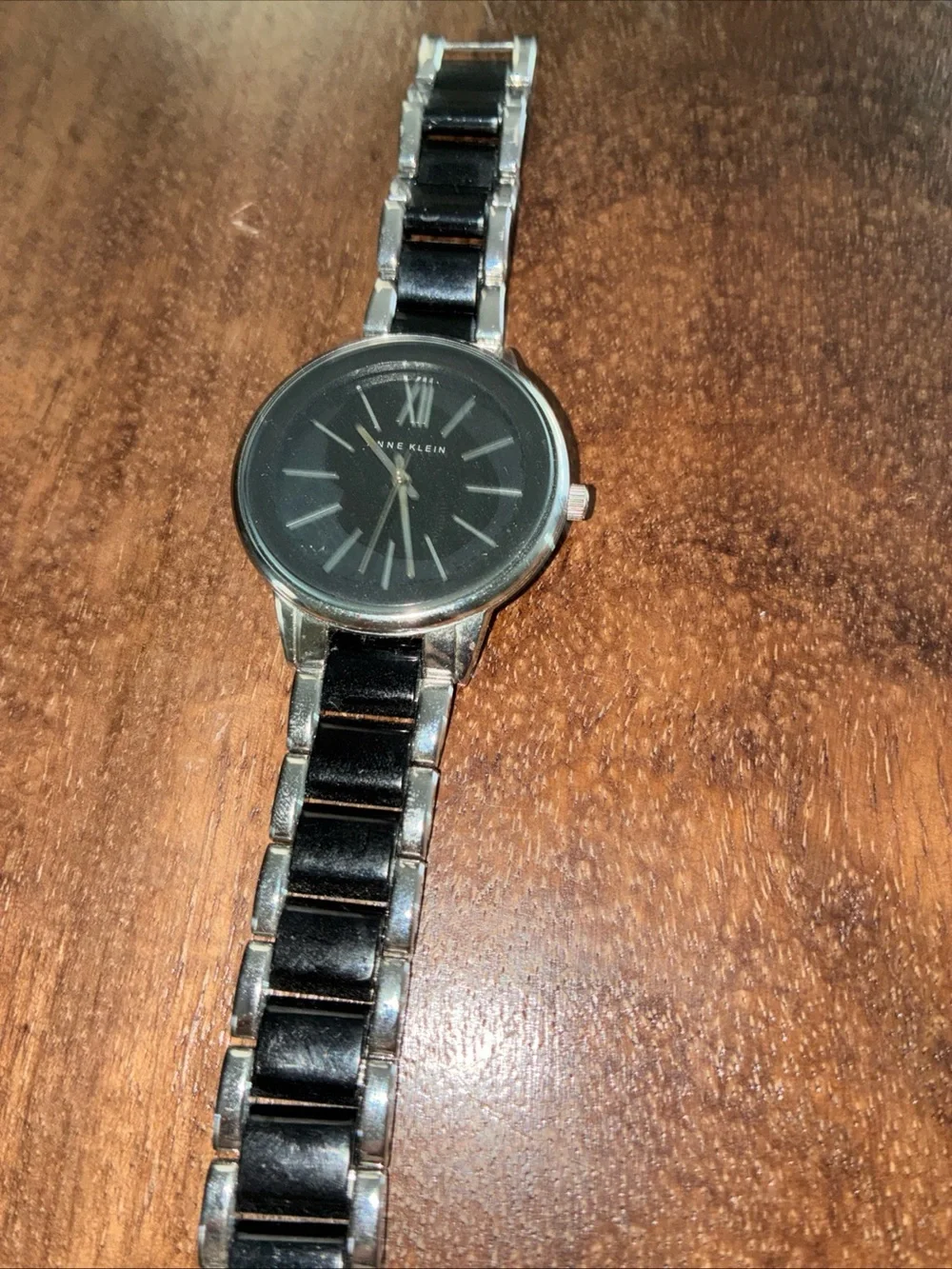 Anne Klein Black and Silver Round Dial Bracelet Watch